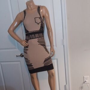 Fashion Nova Tan and Black Mini Dress Sz. Lg. NWT